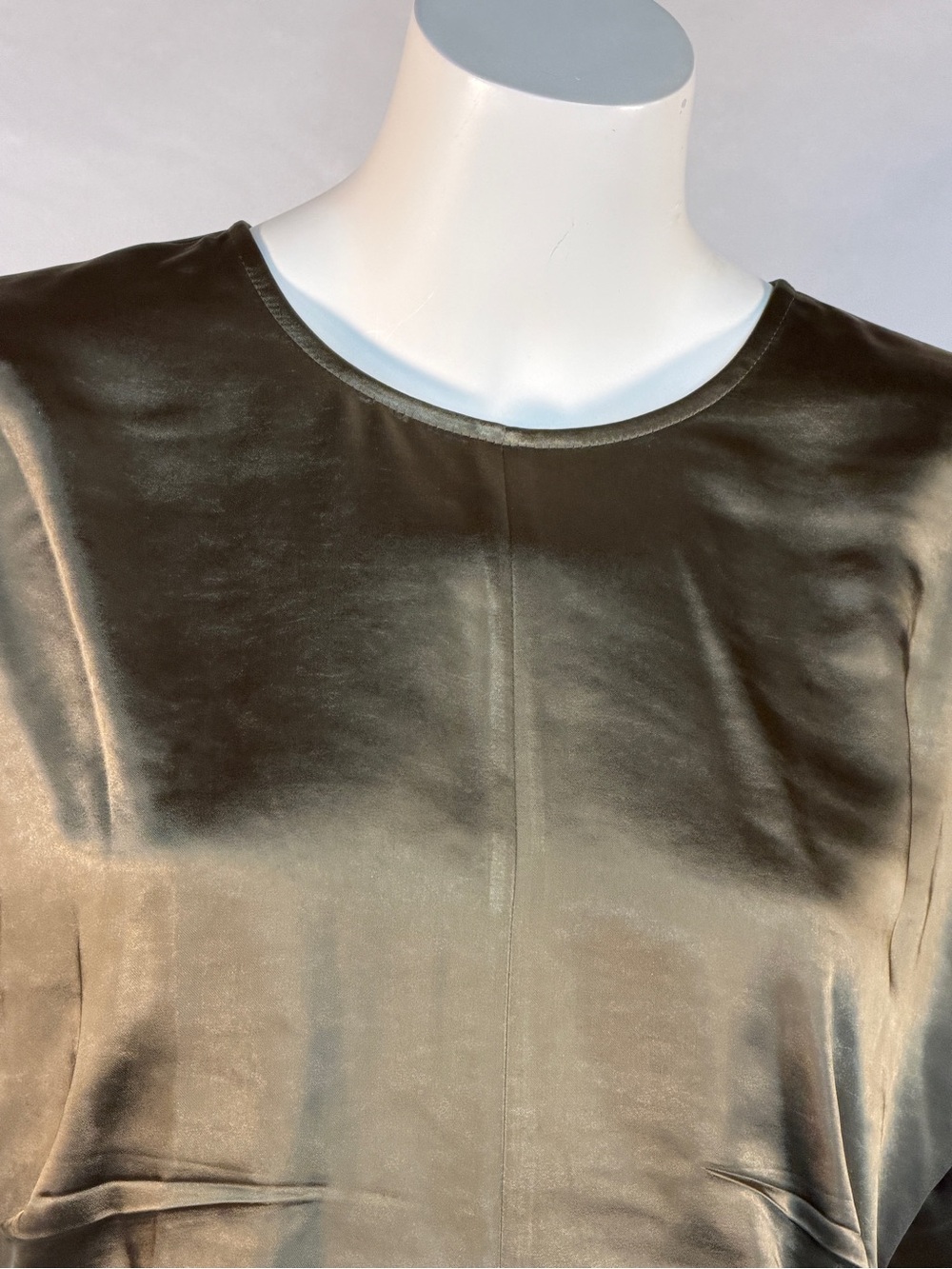 Lilla P Olive Satin Short-Sleeve Blouse - Picture 7 of 12